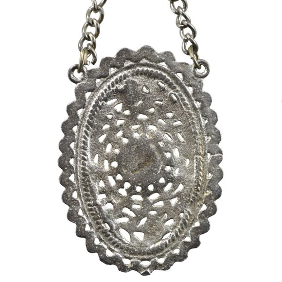 Long Necklace Large Oval Pendant Stone Heavy Metal Made in India - Picture 4 of 4